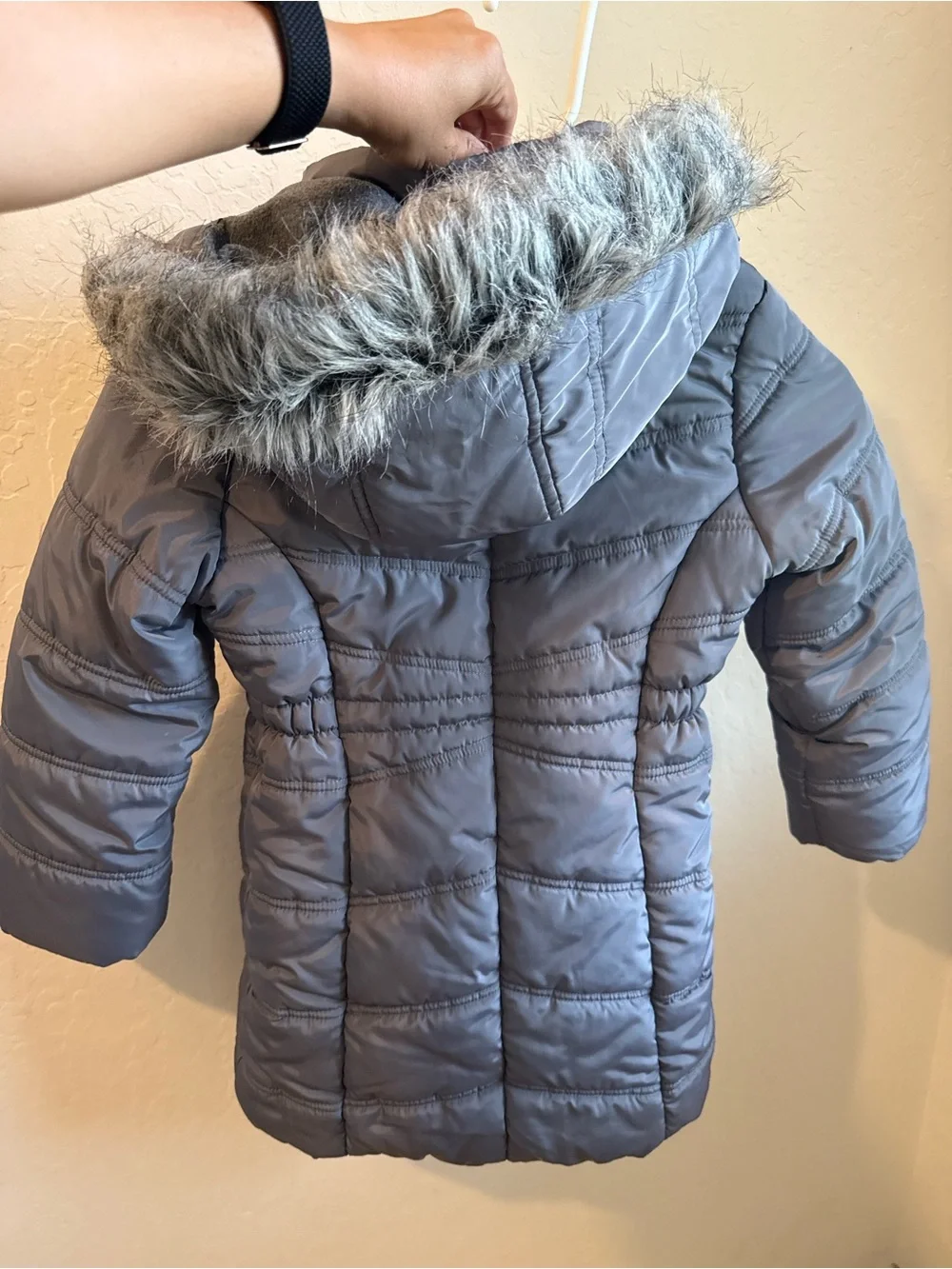 Calvin Klein Jeans Light Gray Girls' Puffer Jacket with Hood